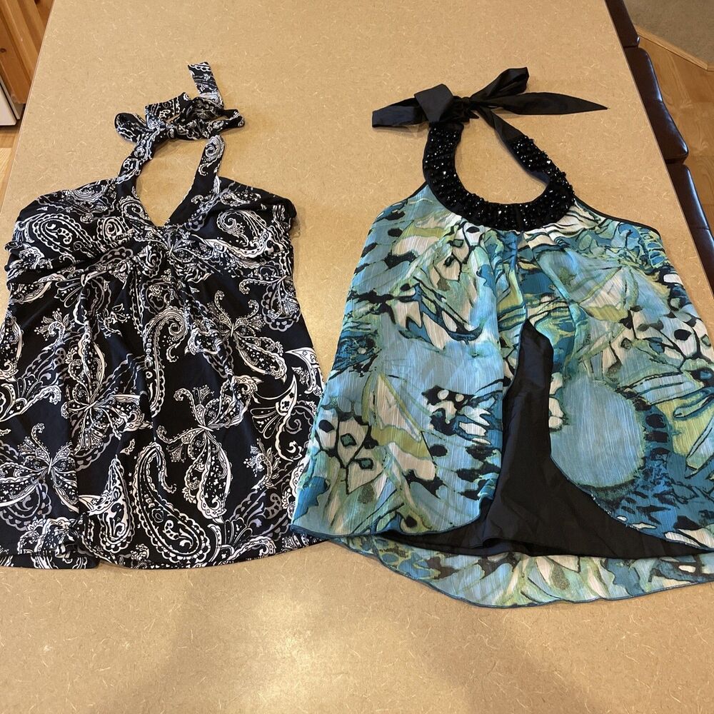 New Lot of 2 Women's Maurice’s Size Small (S) Tank Top Shirts Halter Tie Dressy